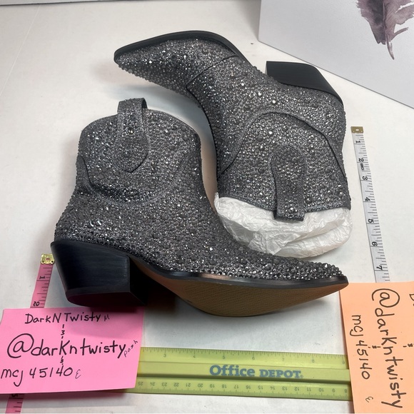 BNIB FIRST QUALITY Jessica Simpson Pewter Tamira 2 Rhinestone Ankle Boots 5.5M - Picture 9 of 15